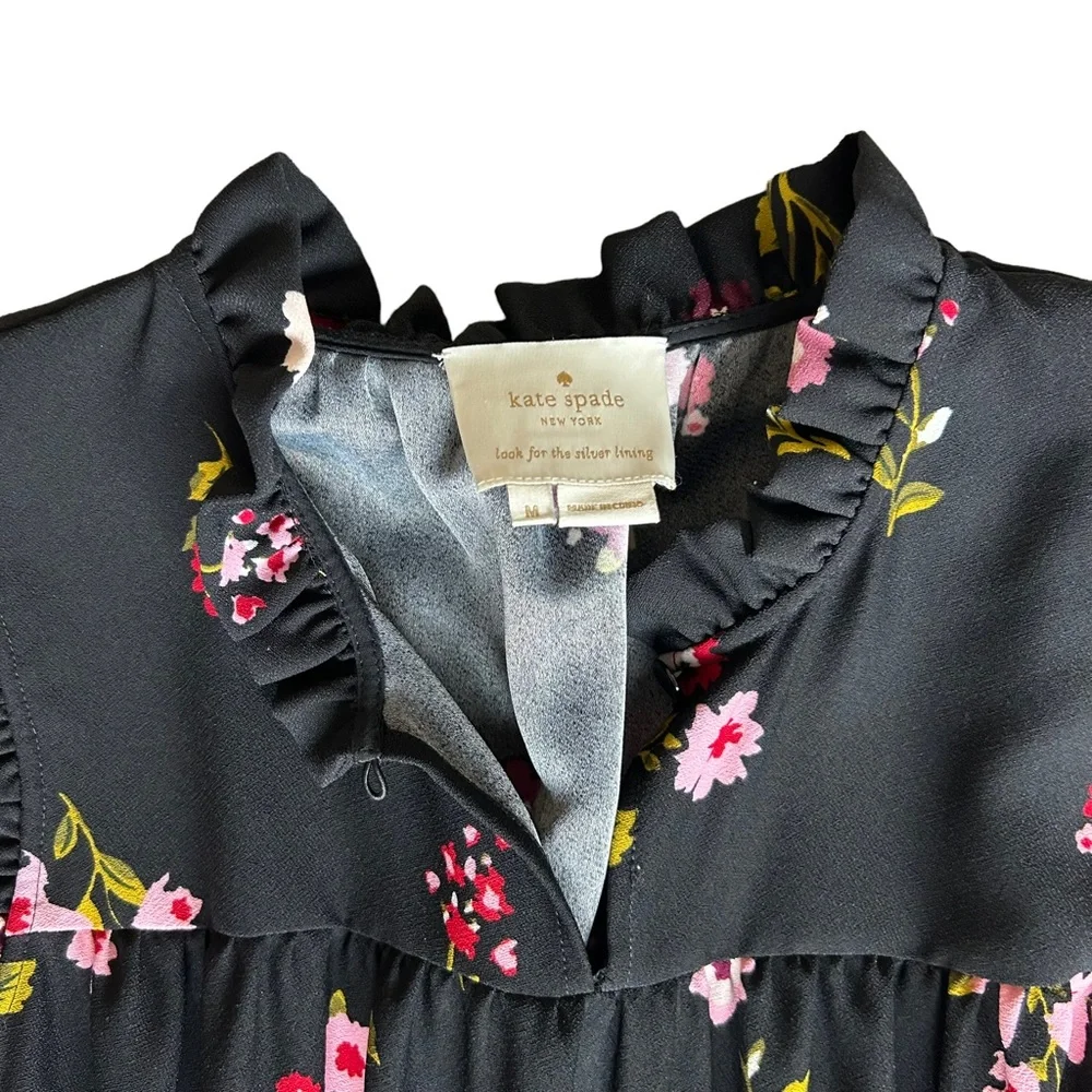 kate spade Black Floral Sleeveless Fit-and-Flare Dress